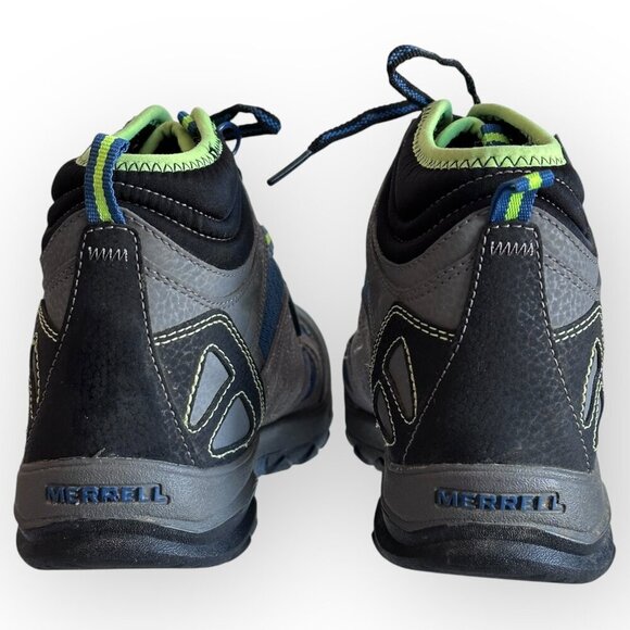 Merrell Capra Mid Waterproof Hiking Boots Blue Gray Little Boys Youth Size 4 - Picture 4 of 11